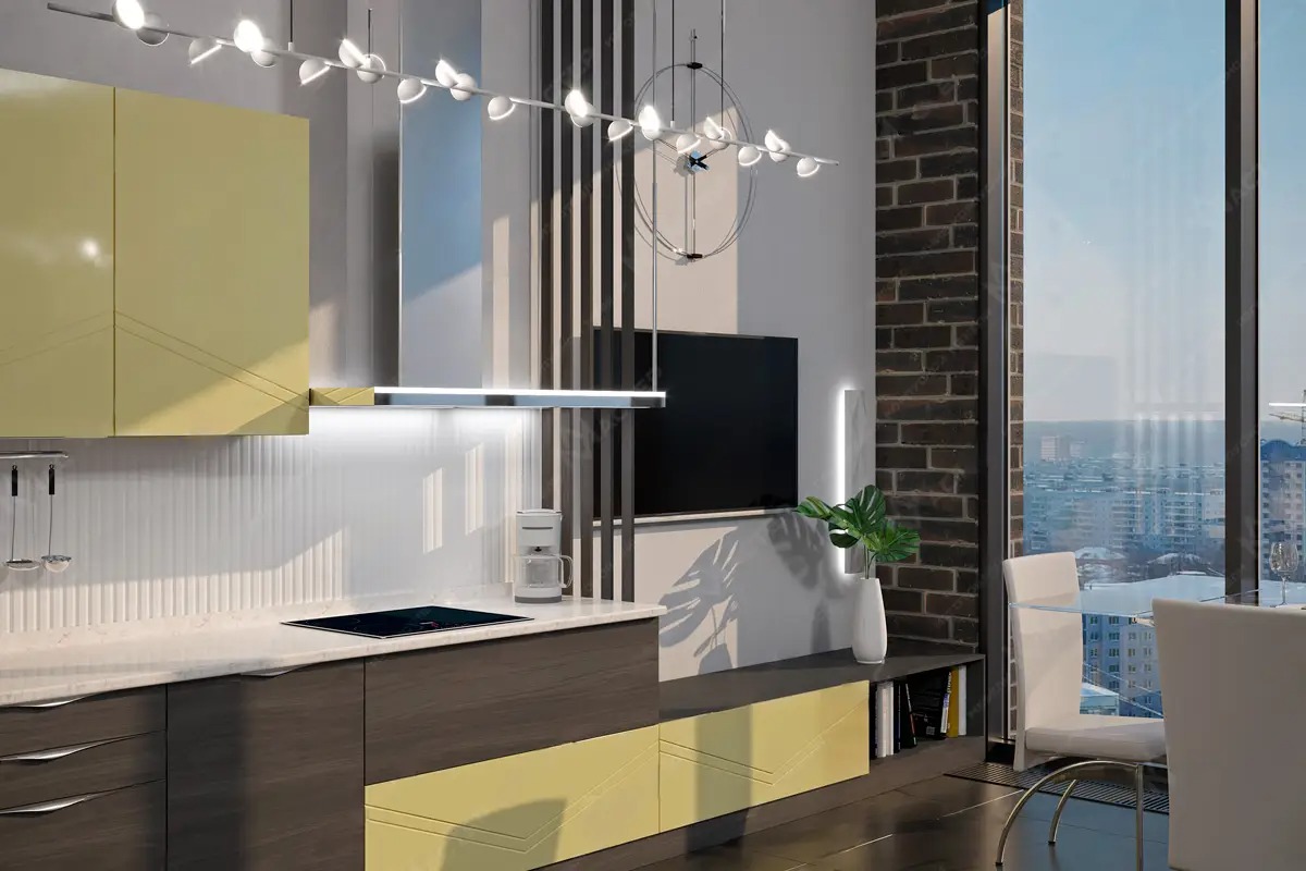 Современная кухня Olive Loft в стиле минимализм на заказ 030